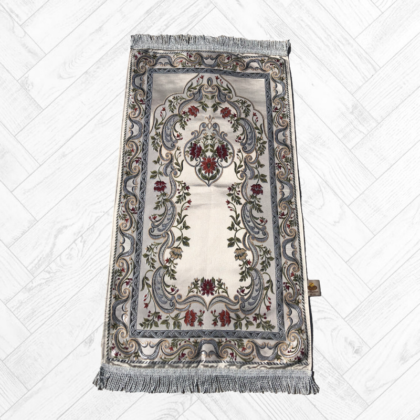 Tapis de Prière de Luxe modèle Lattakia , brodures fleurs rouges