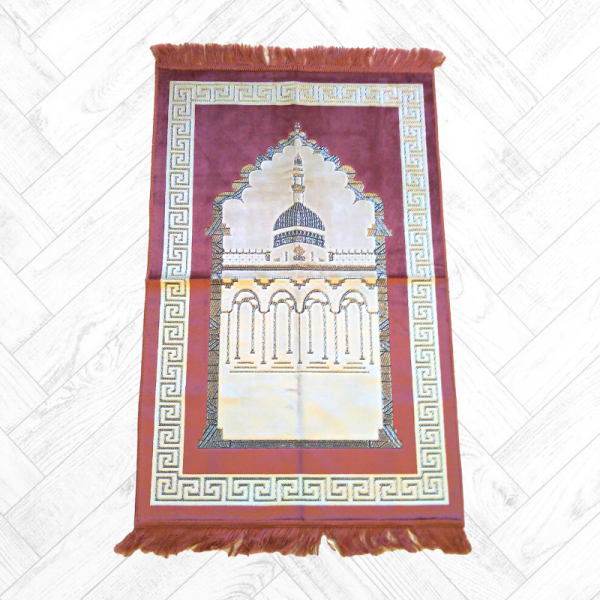 Tapis de Prière modèle Bayram import Turquie gris et bordeaux