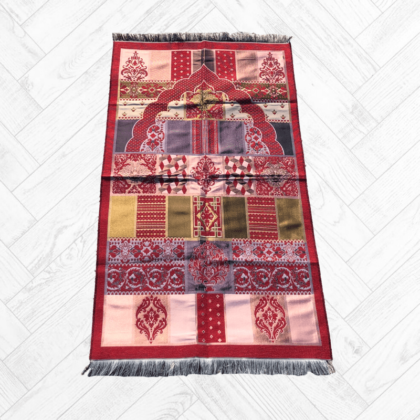 Tapis de Prière modèle Denizli style patchwork rose et rouge