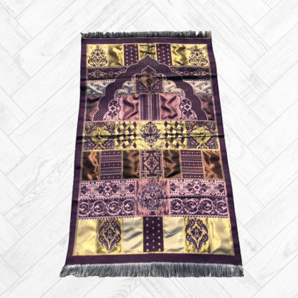 Tapis de Prière modèle Denizli style patchwork  Violet et Or