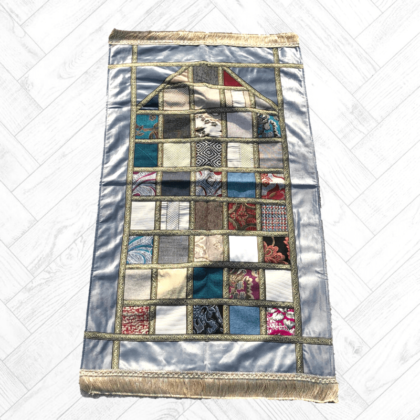 Tapis de Prière ottoman a carreaux bordure Gris argenté