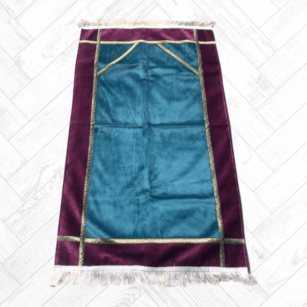 Tapis de Prière Ottoman Bicolore Bleu d'eau Violet - import Turquie