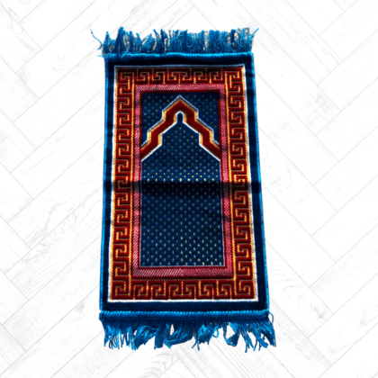 Mini Tapis Prière - Bleu d'eau et Rouge