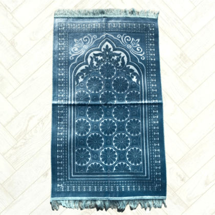 Tapis de Prière luxe , modèle Flocon fin Bleu Gris ( import turquie)