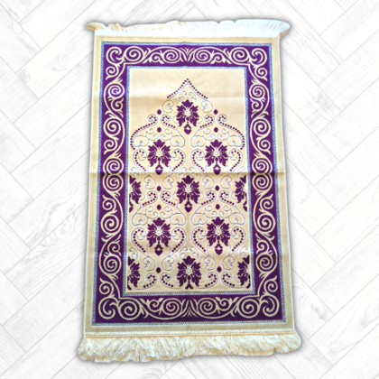 Tapis de Prière modèle Issac import Turquie Blanc et Violet
