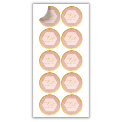 Autocollants Stickers Eid Mubarak Rose Bicolore x 10