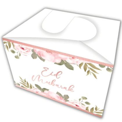 Boite a Biscuits Chocolats Eid Mubarak - Fleurs Roses