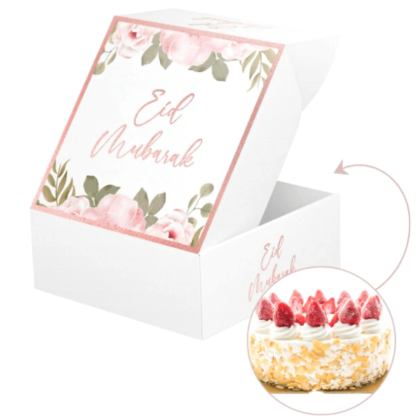 Boite a Gâteau/ Cake Eid Mubarak - Blanc et Rose