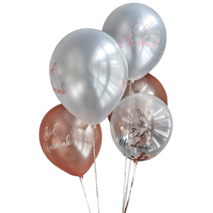 Lot de 6 Ballons Gonflables Eid Mubarak Pink Flowers